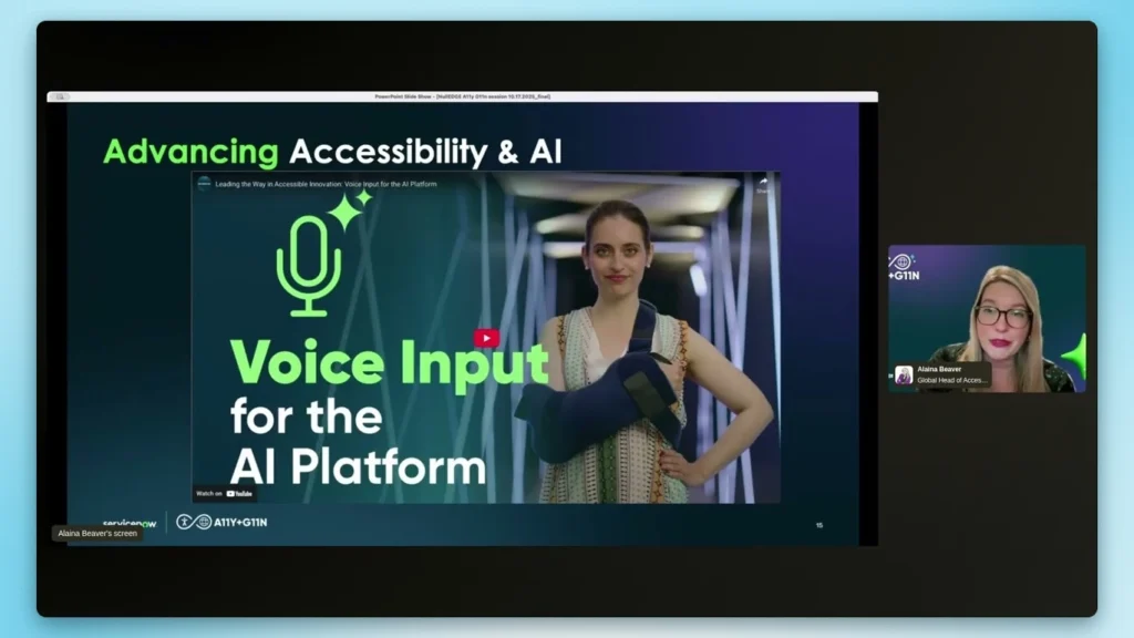 Screenshot of the nullEDGE 2025 A11y and Localization Features in NowAssist + Free Open Source Tool with Alaina Beaver