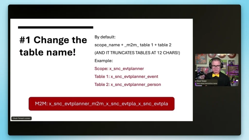 Screenshot of the nullEDGE 2025 Things to do with Many to Many tables in Servicenow by Chuck Tomasi